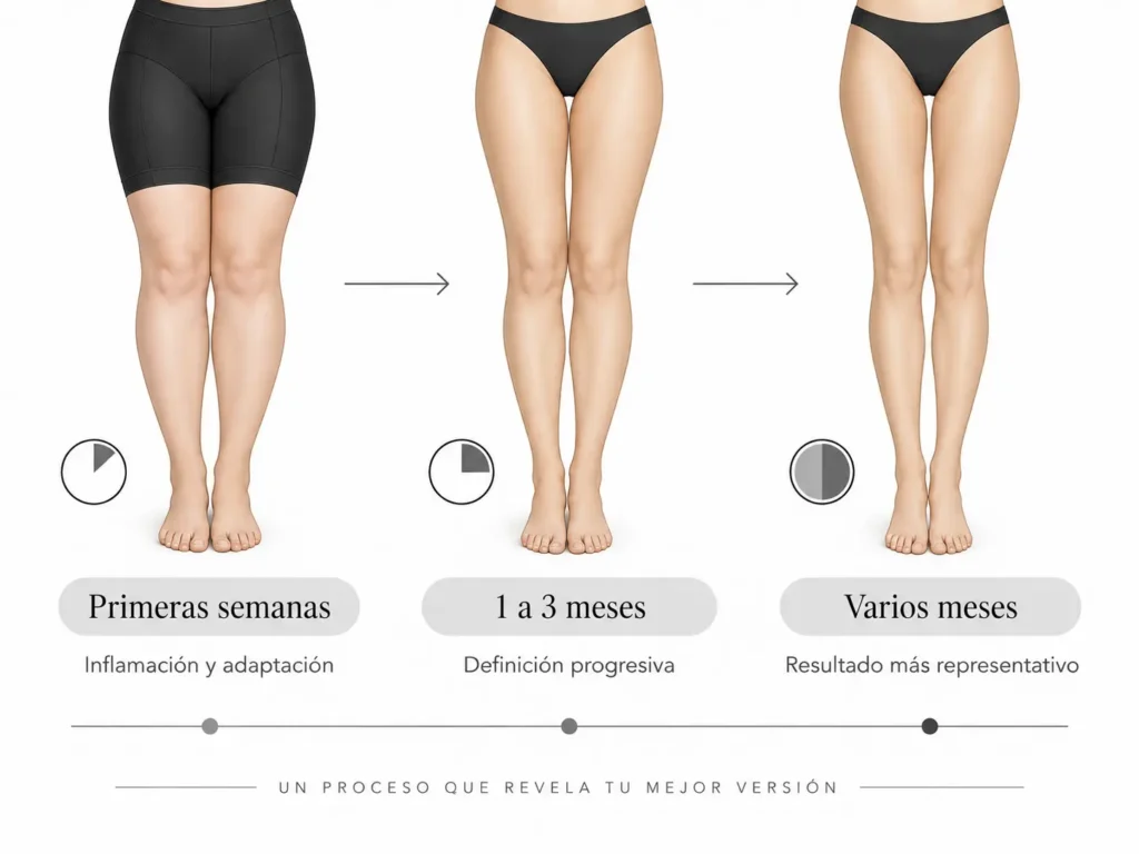 Evolución de los resultados de una liposucción de piernas - Dr. David Delgado - Medellín, Colombia